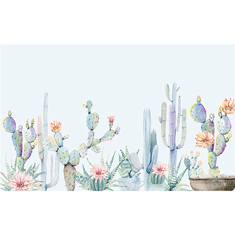 Light Green Cactus Mural Wallpaper Stain Resistant Tropix Living Room Wall Covering Clearhalo 'Wall Decor' 'Wall Mural' 1212970