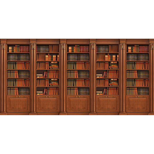 Red Brown Book Cabinet Mural Decal Water-Proof Contemporary Office Wall Art, Size Optional Clearhalo 'Wall Decor' 'Wall Mural' 1213148