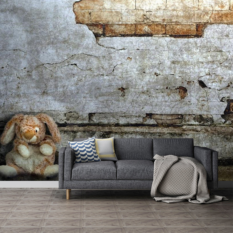 Murales de pared de ladrillo envejecido Murales de la pared de campo gris  para sala de estar, hecho a medida - Clearhalo