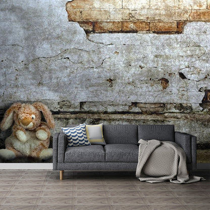 Aged Brick Wall Paper Murals Grey Countryside Wall Decor for Living Room, Custom Made Grey Clearhalo 'Wall Decor' 'Wall Mural' 1213150