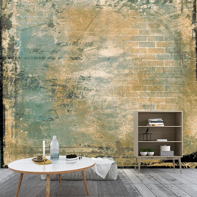 Vintage Distressed Brick Effect Murals for Kitchen Custom Size Wall Art in Brown Brown Clearhalo 'Wall Decor' 'Wall Mural' 1213207