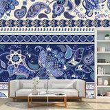Bohemia Floral Wallpaper Murals for Living Room Custom Size Wall Art in Blue-Purple Clearhalo 'Wall Decor' 'Wall Mural' 1213271