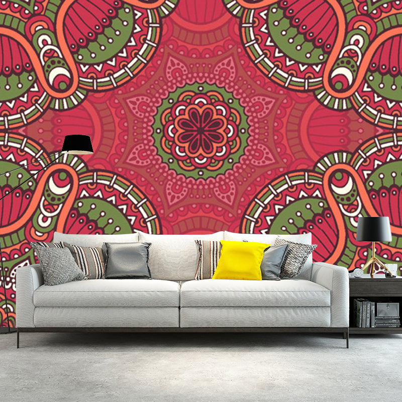 Large Boho Style Wall Mural Decal Red-Green Abstract Wall Art, Custom Size Available Red-Green A Clearhalo 'Wall Decor' 'Wall Mural' 1213368