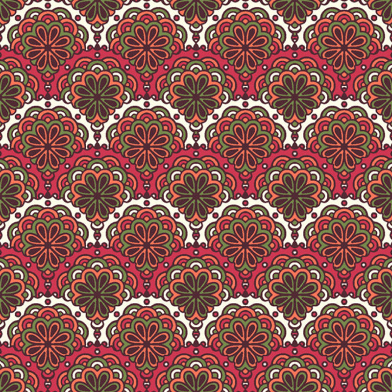 Red Flower Printed Wall Murals Stain Resistant Bohemia Bedroom Wall Covering, Non-Woven Clearhalo 'Wall Decor' 'Wall Mural' 1218345