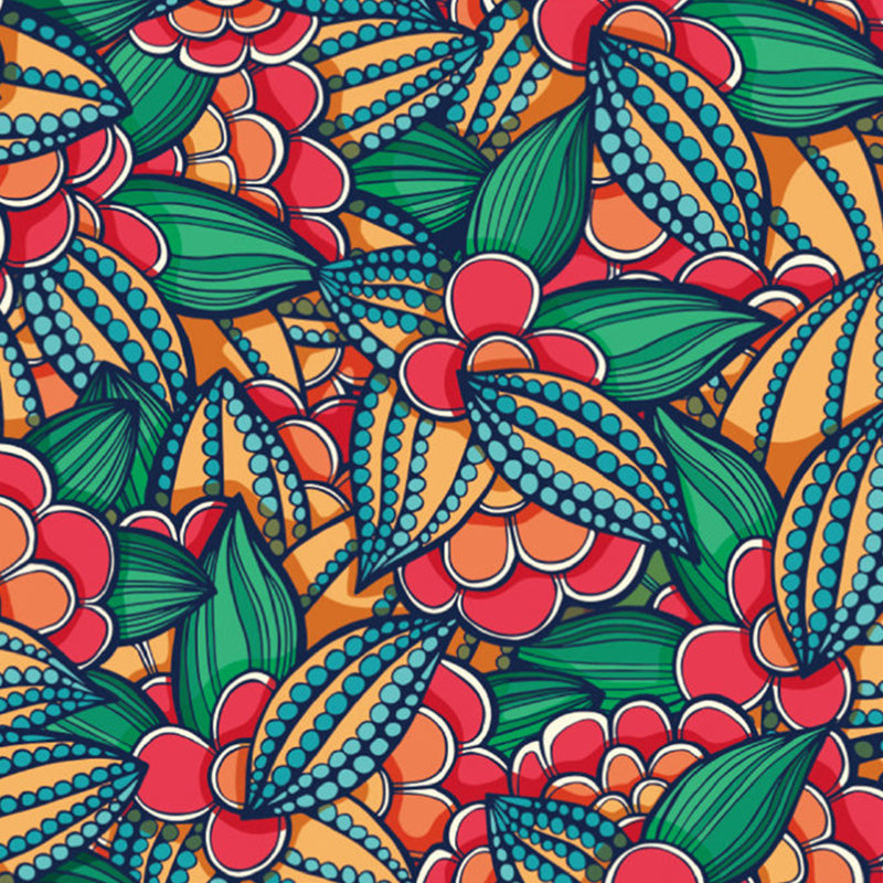 Flower Plant Mural Decal Boho-Chic Smooth Wall Covering in Multi-Color, Custom Made Clearhalo 'Wall Decor' 'Wall Mural' 1218400