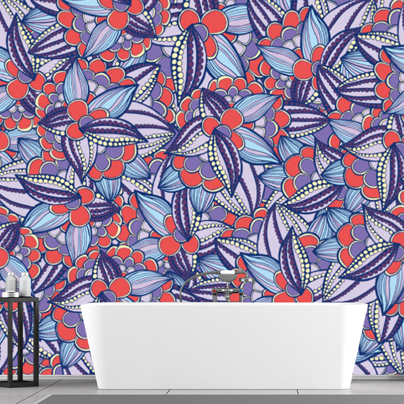 Flower Plant Mural Decal Boho-Chic Smooth Wall Covering in Multi-Color, Custom Made Clearhalo 'Wall Decor' 'Wall Mural' 1218409