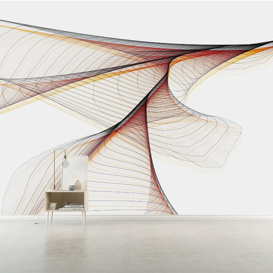 Modern Art Spiral Pattern Mural Wallpaper Orange-Yellow Waterproof Wall Decoration for Home Clearhalo 'Wall Decor' 'Wall Mural' 1218418