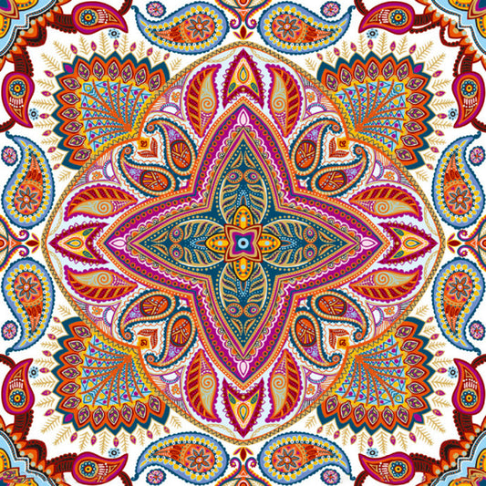 Boho Peacock Tail Wall Mural Red-Yellow-Blue-Green Stain Resistant Wall Decor for Bedroom Clearhalo 'Wall Decor' 'Wall Mural' 1218460