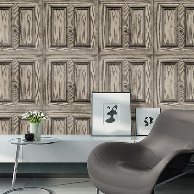 PVC Wallpaper Roll Wood Door Pattern Smooth Surface Wall Covering for Decoration Light Brown Clearhalo 'Country wall decor' 'Rustic' 'Wallpaper' Wall Decor' 1218470
