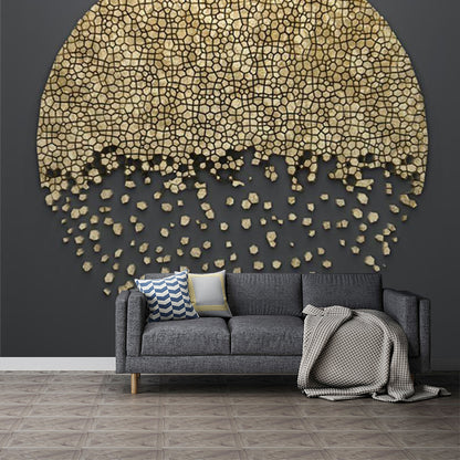 Minimalist Aesthetics Moon Mural Wallpaper for Home Custom Wall Art in Yellow on Black Black-Yellow Clearhalo 'Wall Decor' 'Wall Mural' 1218511