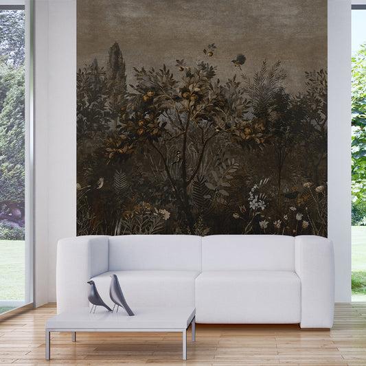 Tropics Fruit Tree Mural Wallpaper Dark Blue Dining Room Wall Art, Customised Size Available Clearhalo 'Wall Decor' 'Wall Mural' 1218573