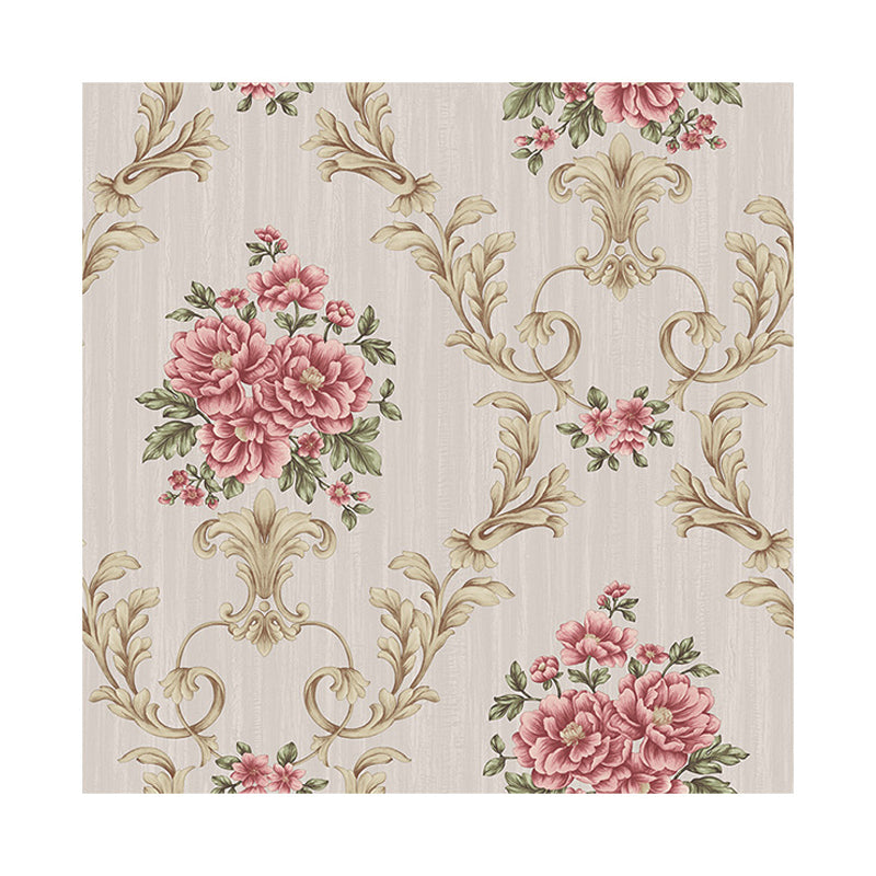 Flower Peonies Wallpaper Roll Countryside Vinyl Wall Art in Soft Color for Bedroom Clearhalo 'Country wall decor' 'Rustic' 'Wallpaper' Wall Decor' 1218592