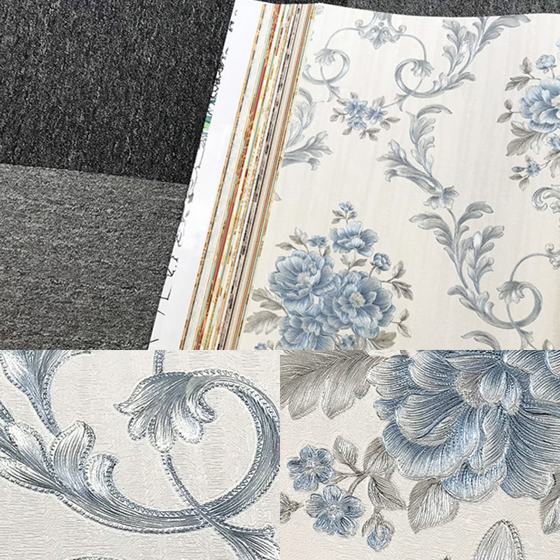 Flower Peonies Wallpaper Roll Countryside Vinyl Wall Art in Soft Color for Bedroom Clearhalo 'Country wall decor' 'Rustic' 'Wallpaper' Wall Decor' 1218605