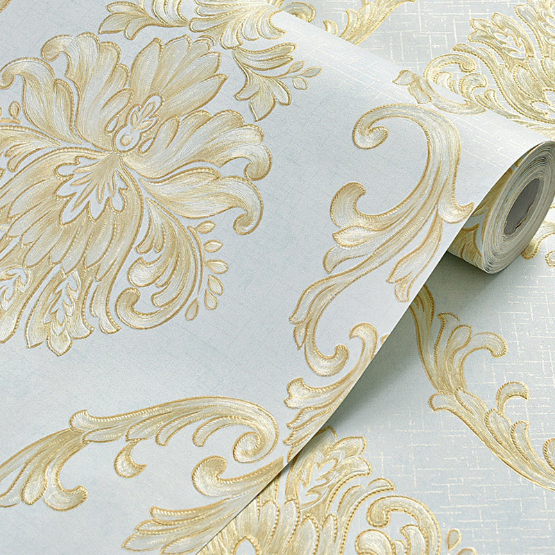 Luxury Flower Wallpaper Light-Color Jacquard Wall Covering for Living Room, Unpasted Clearhalo 'Wall Decor' 'Wallpaper' 1218818