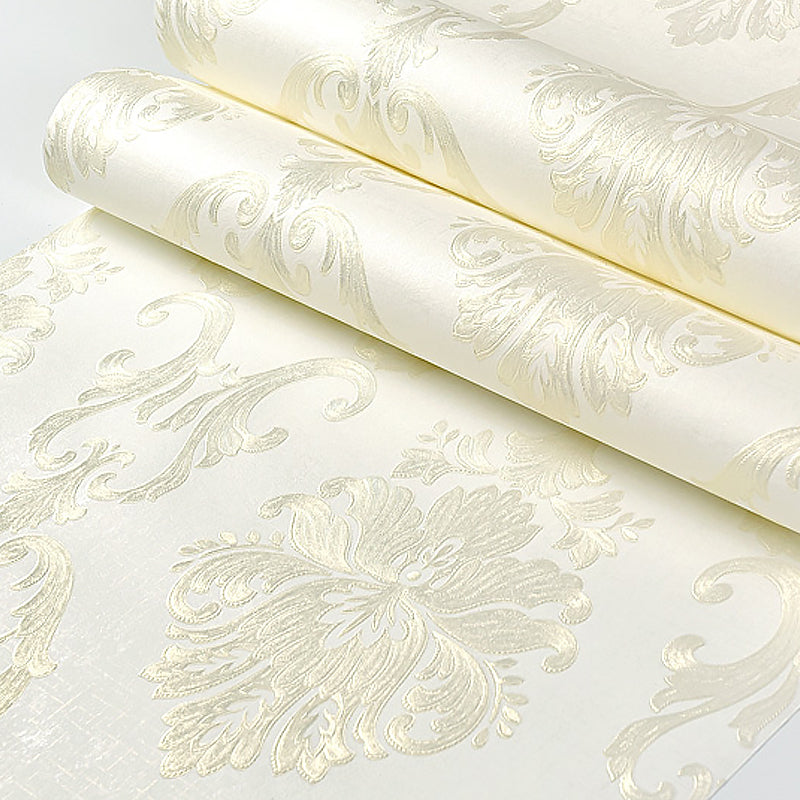 Luxury Flower Wallpaper Light-Color Jacquard Wall Covering for Living Room, Unpasted Clearhalo 'Wall Decor' 'Wallpaper' 1218822