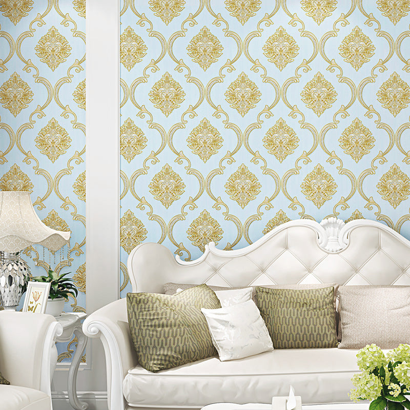 Self-Adhesive Jacquard Trellis Wallpaper Glam 3D Embossed Wall Decor in Light Color, Removable Light Blue Clearhalo 'Wall Decor' 'Wallpaper' 1218840