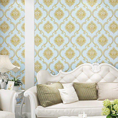 Self-Adhesive Jacquard Trellis Wallpaper Glam 3D Embossed Wall Decor in Light Color, Removable Light Blue Clearhalo 'Wall Decor' 'Wallpaper' 1218840