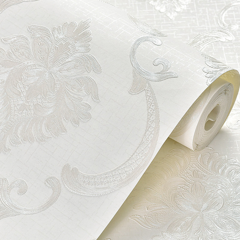 Self-Adhesive Jacquard Trellis Wallpaper Glam 3D Embossed Wall Decor in Light Color, Removable Beige Clearhalo 'Wall Decor' 'Wallpaper' 1218847