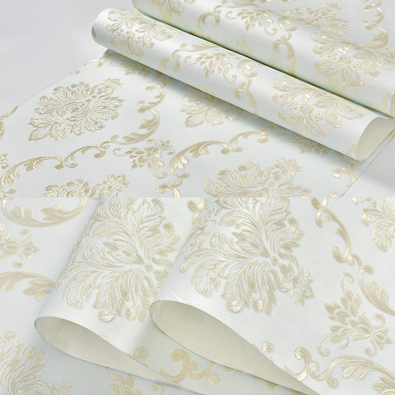 Stick On Glam Damask Wallpaper Embossed Temporary Soft-Color Wall Decor for Bedroom Clearhalo 'Wall Decor' 'Wallpaper' 1218889