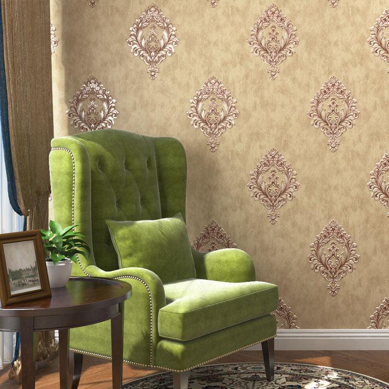 Medallion Wallpaper Luxury Embroidery Wall Covering in Pastel Color for Accent Wall Yellow Clearhalo 'Wall Decor' 'Wallpaper' 1218925