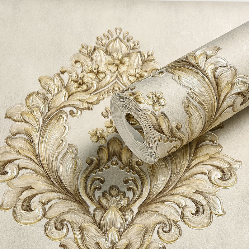 Medallion Wallpaper Luxury Embroidery Wall Covering in Pastel Color for Accent Wall Clearhalo 'Wall Decor' 'Wallpaper' 1218930