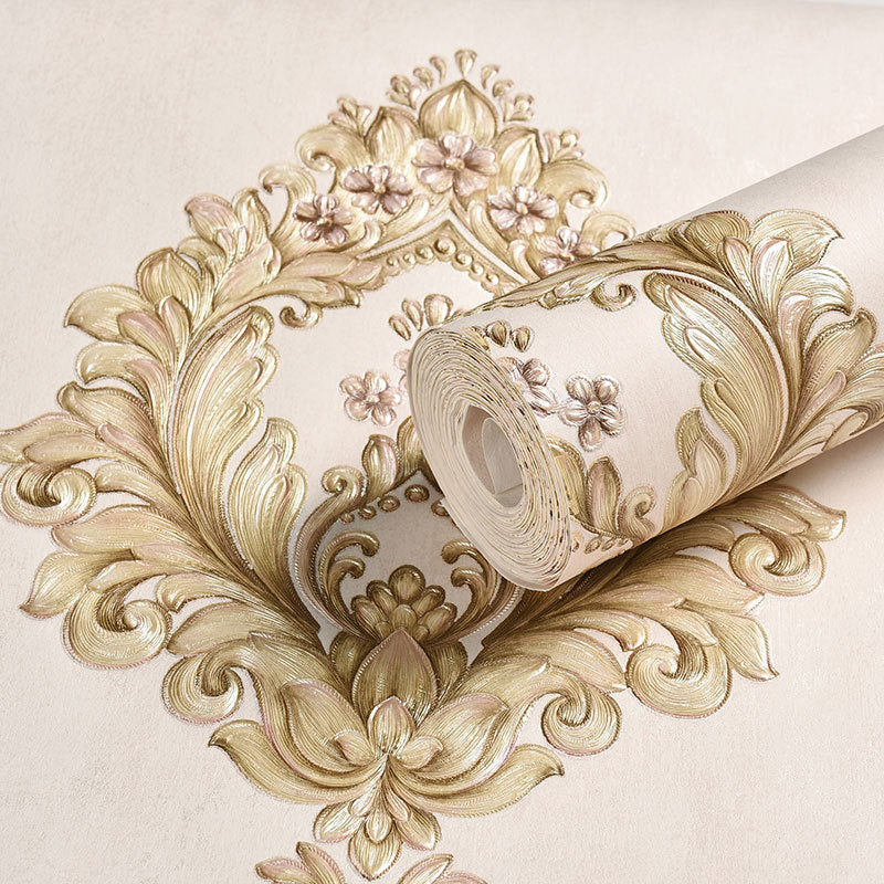 Medallion Wallpaper Luxury Embroidery Wall Covering in Pastel Color for Accent Wall Clearhalo 'Wall Decor' 'Wallpaper' 1218934