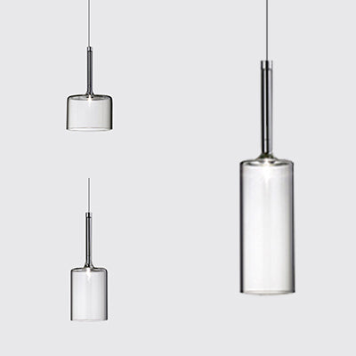 Nickle Cylindrical/Drum/Long Column Suspension Pendant Modernist 1 Light Grey/Red/Orange Glass Led Hanging Light Fixture Clearhalo 'Ceiling Lights' 'Glass shade' 'Glass' 'Modern Pendants' 'Modern' 'Pendant Lights' 'Pendants' Lighting' 121896