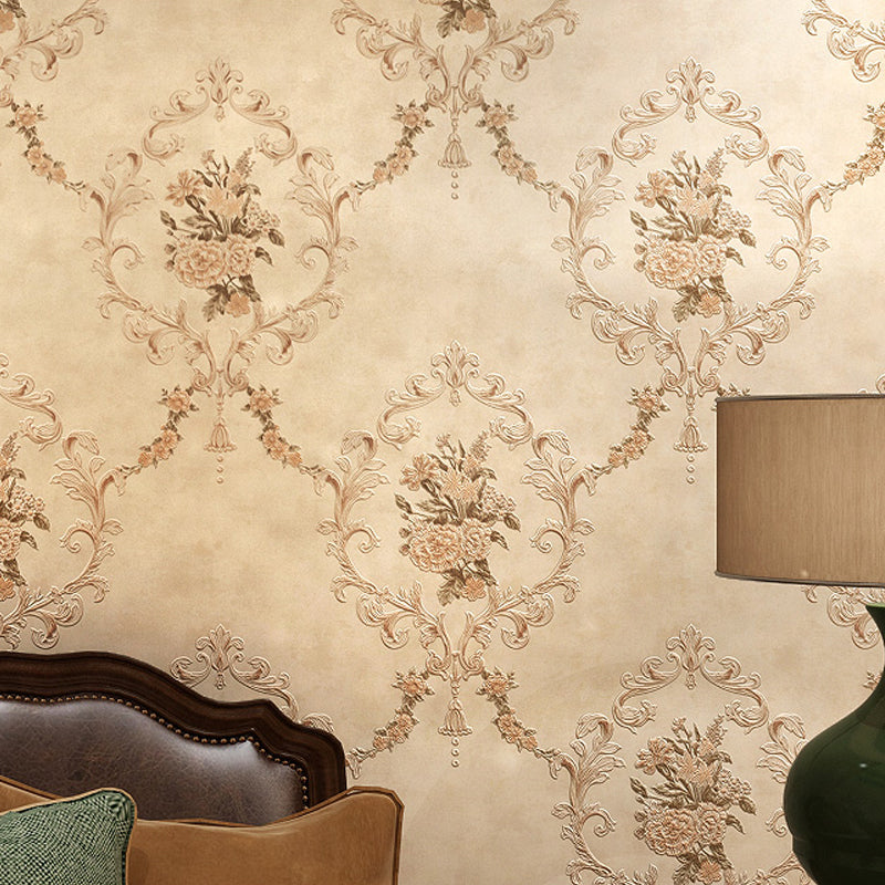 Flowers Lattice Wallpaper Roll Rustic Style Non-Woven Fabric Wall Decor in Light Color Clearhalo 'Country wall decor' 'Rustic' 'Wallpaper' Wall Decor' 1218994