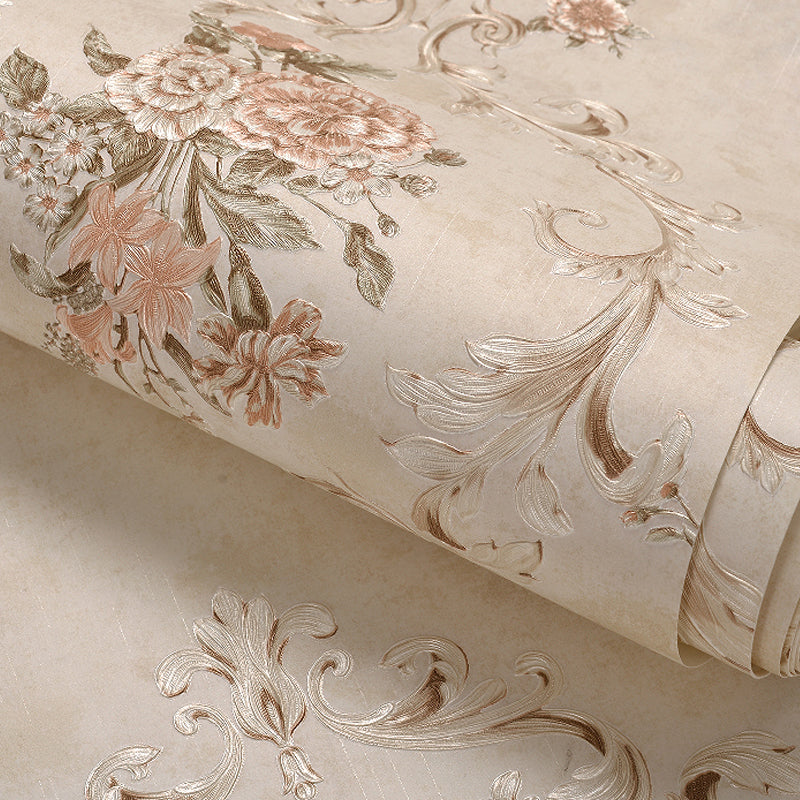 Flowers Lattice Wallpaper Roll Rustic Style Non-Woven Fabric Wall Decor in Light Color Clearhalo 'Country wall decor' 'Rustic' 'Wallpaper' Wall Decor' 1218995