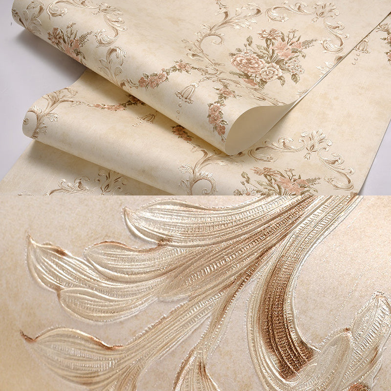 Flowers Lattice Wallpaper Roll Rustic Style Non-Woven Fabric Wall Decor in Light Color Clearhalo 'Country wall decor' 'Rustic' 'Wallpaper' Wall Decor' 1218996