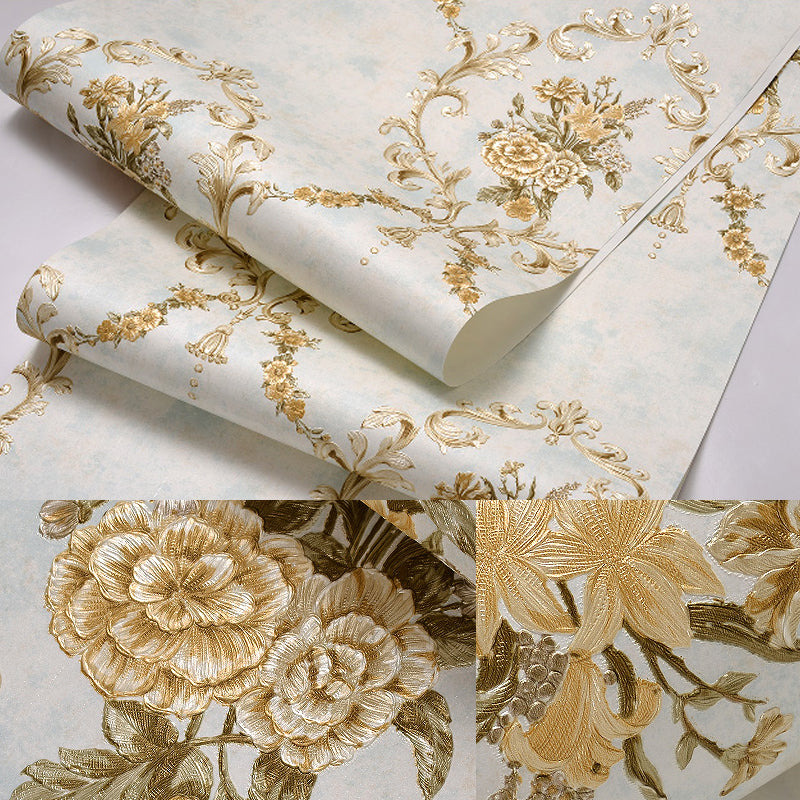 Flowers Lattice Wallpaper Roll Rustic Style Non-Woven Fabric Wall Decor in Light Color Clearhalo 'Country wall decor' 'Rustic' 'Wallpaper' Wall Decor' 1219000