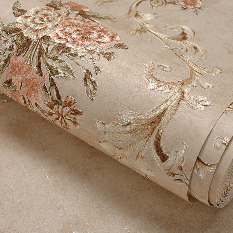 Flowers Lattice Wallpaper Roll Rustic Style Non-Woven Fabric Wall Decor in Light Color Clearhalo 'Country wall decor' 'Rustic' 'Wallpaper' Wall Decor' 1219004