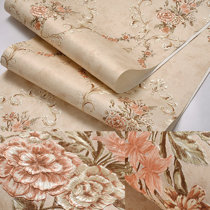 Flowers Lattice Wallpaper Roll Rustic Style Non-Woven Fabric Wall Decor in Light Color Clearhalo 'Country wall decor' 'Rustic' 'Wallpaper' Wall Decor' 1219005