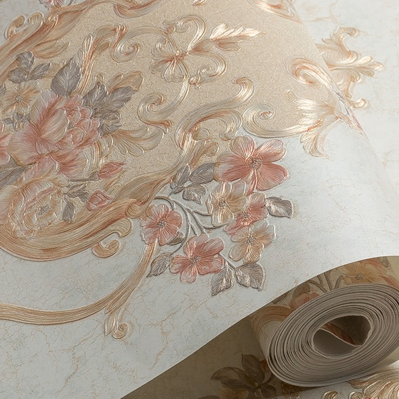 Rural Floral Wallpaper Non-Woven Cloth Waterproof Light Color Wall Art for Bedroom Clearhalo 'Country wall decor' 'Rustic' 'Wallpaper' Wall Decor' 1219024