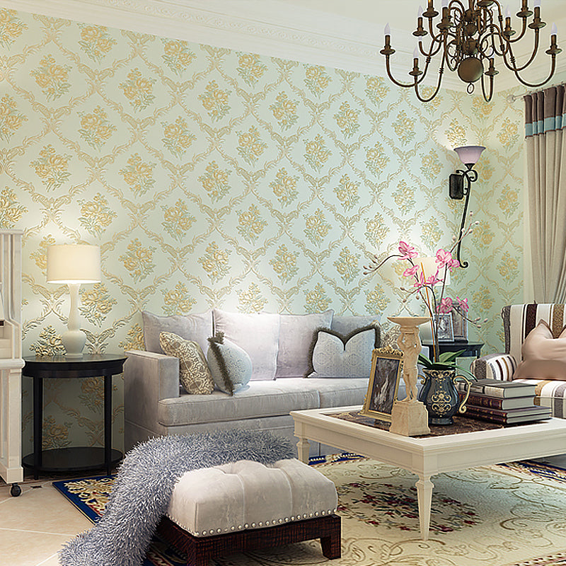 Beautiful Blooming Peony Wallpaper Roll for Bedroom, Pastel Color, 31' L x 20.5" W Light Green Clearhalo 'Country wall decor' 'Rustic' 'Wallpaper' Wall Decor' 1219080