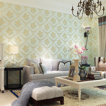 Beautiful Blooming Peony Wallpaper Roll for Bedroom, Pastel Color, 31' L x 20.5" W Light Green Clearhalo 'Country wall decor' 'Rustic' 'Wallpaper' Wall Decor' 1219080