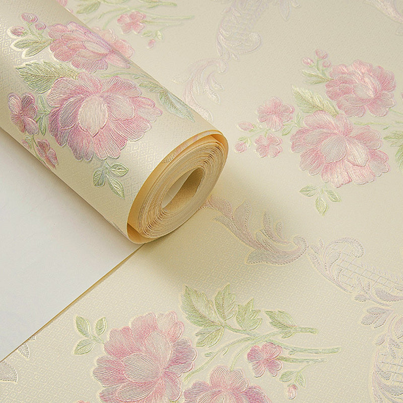 Beautiful Blooming Peony Wallpaper Roll for Bedroom, Pastel Color, 31' L x 20.5" W Clearhalo 'Country wall decor' 'Rustic' 'Wallpaper' Wall Decor' 1219087