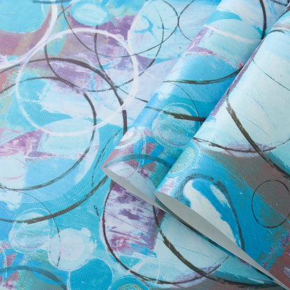 Modern Art Bubbles Wallpaper Roll Dark-Color Abstract Painting Wall Covering for Living Room Blue Clearhalo 'Modern wall decor' 'Modern' 'Wallpaper' Wall Decor' 1219185