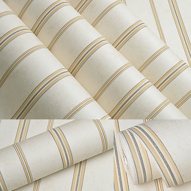 Peel Stick Ticking Stripe Wallpaper Soft Color Minimalistic Wall Decor for Bedroom, Removable Light Yellow Clearhalo 'Modern wall decor' 'Modern' 'Wallpaper' Wall Decor' 1219201