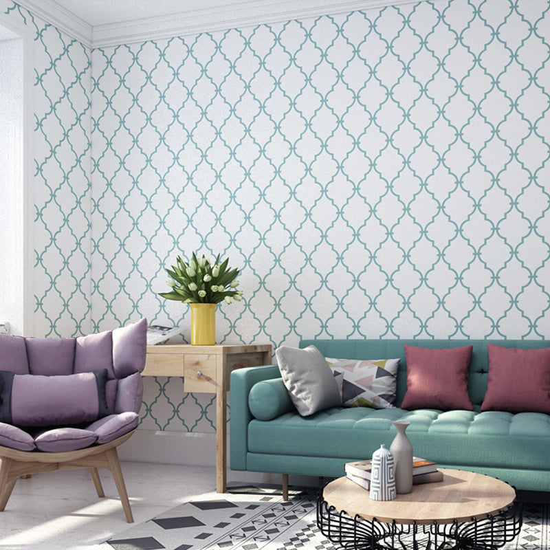 Blue Quatrefoil Adhesive Wallpaper Removable Contemporary Living Room Wall Decor Clearhalo 'Modern wall decor' 'Modern' 'Wallpaper' Wall Decor' 1219237