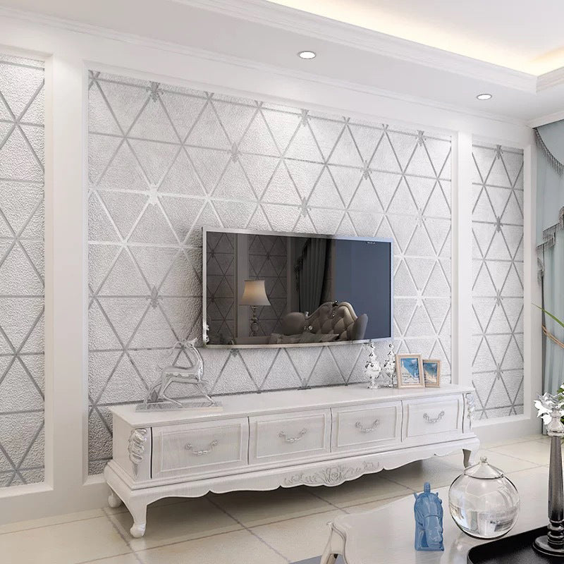 Modern Triangle Wallpaper Flock Moisture Resistant Soft Color Wall Decor for Home Grey Clearhalo 'Modern wall decor' 'Modern' 'Wallpaper' Wall Decor' 1219299