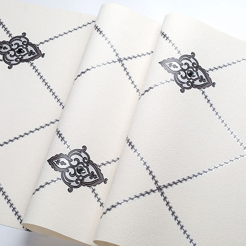 Stain-Resistant Trellis Wallpaper Flock Material Modern Style Wall Art for Living Room Clearhalo 'Modern wall decor' 'Modern' 'Wallpaper' Wall Decor' 1219329