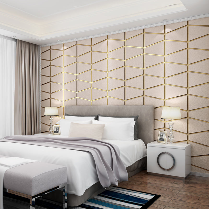 Flock Pastel Color Wallpaper Contemporary Wave Lines Wall Decoration, 33' x 20.5" Light Khaki Clearhalo 'Modern wall decor' 'Modern' 'Wallpaper' Wall Decor' 1219392