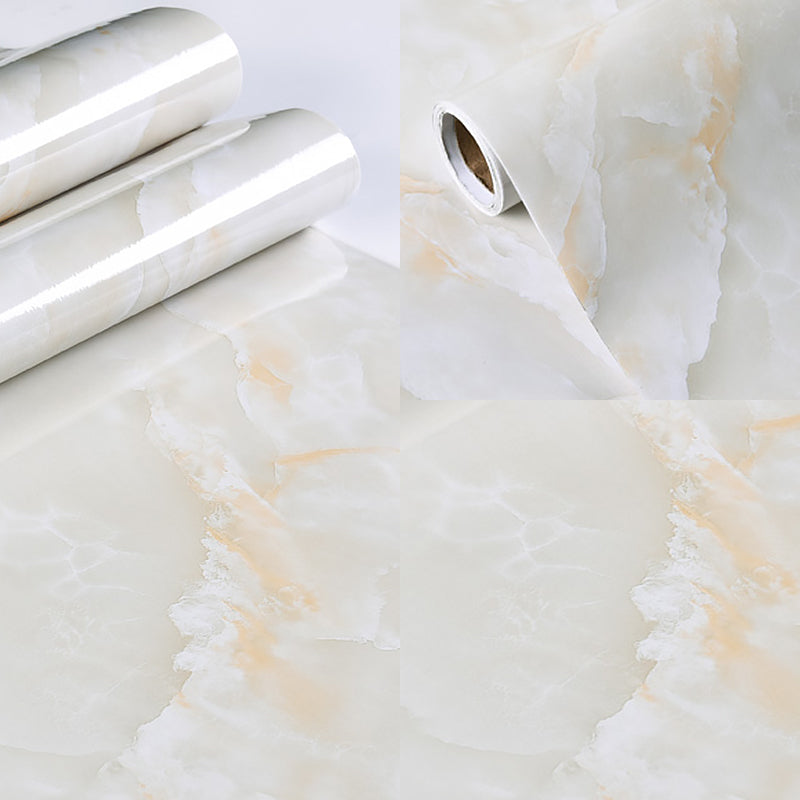 Peel Stick Marble Wallpaper Roll Modern Removable Kitchen Wall Covering, 32.3-sq ft Light Yellow Clearhalo 'Modern wall decor' 'Modern' 'Wallpaper' Wall Decor' 1219408
