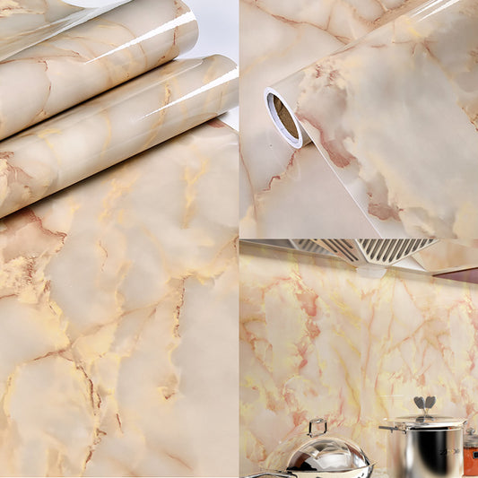 Modern Adhesive Faux Marble Wallpaper Soft-Color Temporary Wall Art for Bathroom Light Yellow Clearhalo 'Modern wall decor' 'Modern' 'Wallpaper' Wall Decor' 1219423