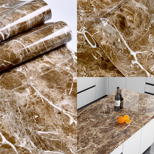 Neat Marble Adhesive Wallpaper Roll for Kitchen, Optional Color, 32.3-sq ft, Easy Peel off Dark Coffee Clearhalo 'Modern wall decor' 'Modern' 'Wallpaper' Wall Decor' 1219430