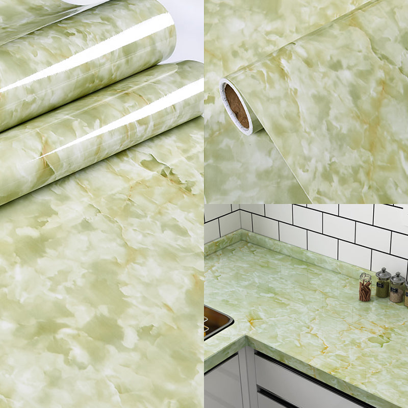 Neat Marble Adhesive Wallpaper Roll for Kitchen, Optional Color, 32.3-sq ft, Easy Peel off Green Clearhalo 'Modern wall decor' 'Modern' 'Wallpaper' Wall Decor' 1219432