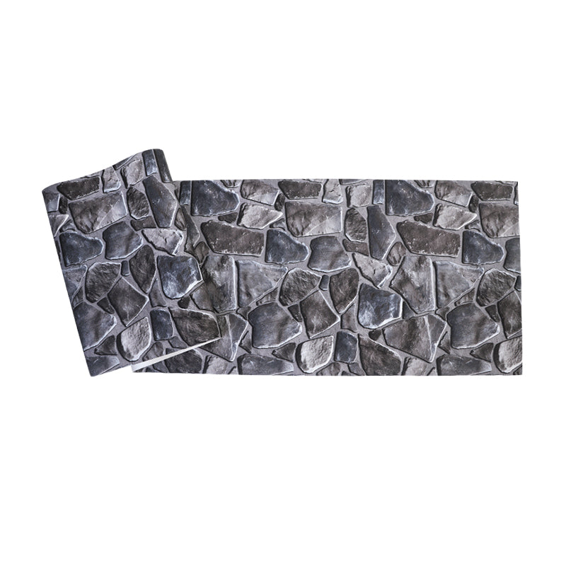 PVC Dark Color Wallpaper Steampunk Faux Stone Wall Art for Dining Room, 33' L x 20.5" W Clearhalo 'Industrial wall decor' 'Industrial' 'Wallpaper' Wall Decor' 1219455
