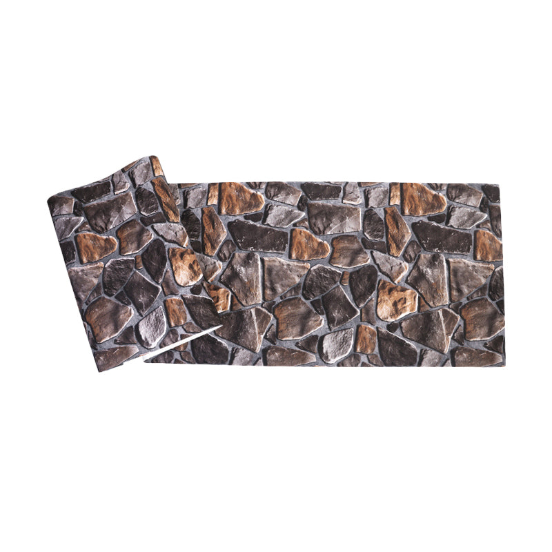 PVC Dark Color Wallpaper Steampunk Faux Stone Wall Art for Dining Room, 33' L x 20.5" W Clearhalo 'Industrial wall decor' 'Industrial' 'Wallpaper' Wall Decor' 1219458