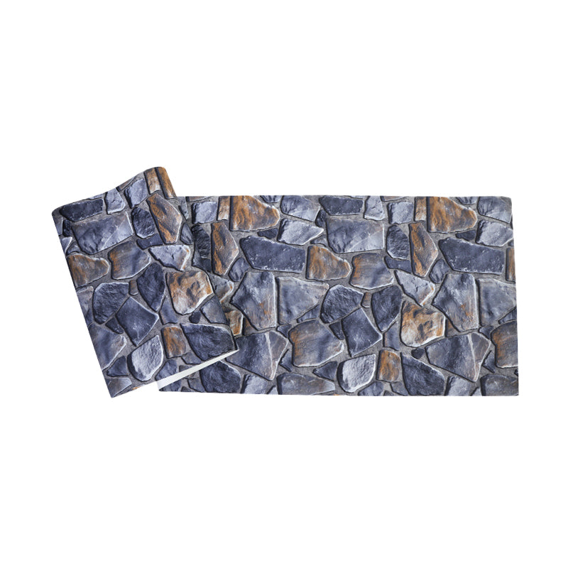 PVC Dark Color Wallpaper Steampunk Faux Stone Wall Art for Dining Room, 33' L x 20.5" W Clearhalo 'Industrial wall decor' 'Industrial' 'Wallpaper' Wall Decor' 1219461